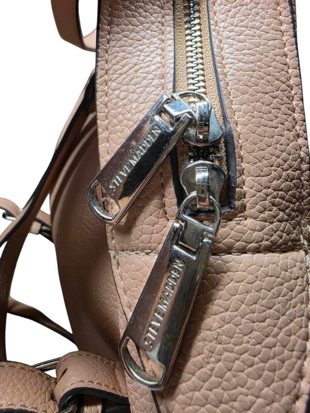 Steve Madden Blush Pink Quilted Backpack Purse Faux Leather Laptop Travel Bag